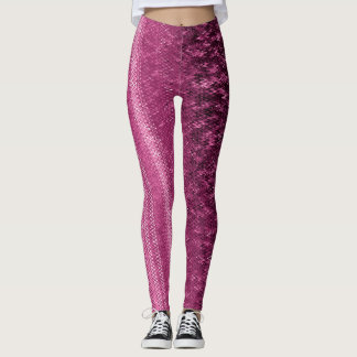 Legging Caneleiras Textured bordado do rosa e da ameixa