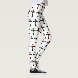 Legging Caneleiras transversais e cor-de-rosa pretas