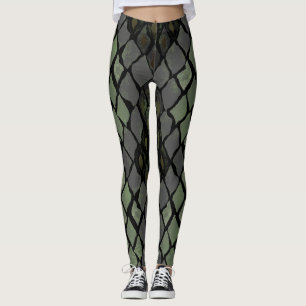 Legging Caneleiras verdes de Snakeskin das mulheres