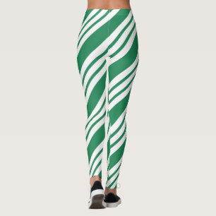 Legging Caneleiras verdes do bastão de doces do feriado d