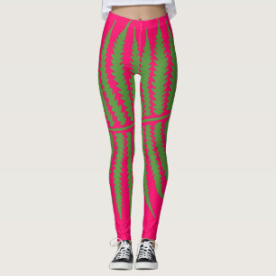 Legging Caneleiras verdes do rosa da folha