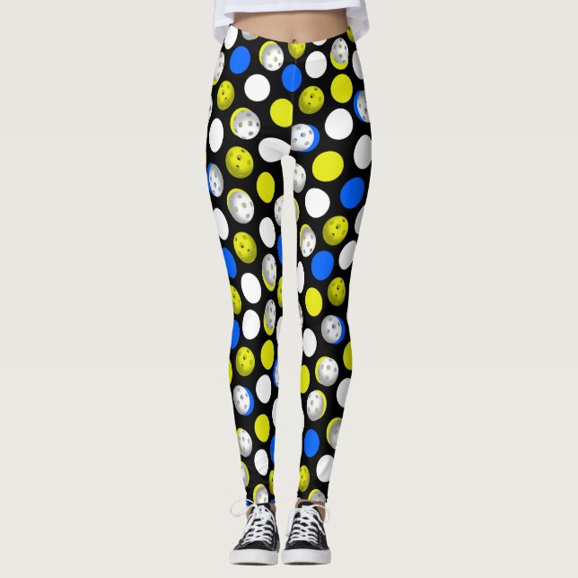 Legging Caneleiras verdes e azuis de Pickleballs (Frente)