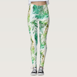 Legging Caneleiras verdes impressionantes da folha da