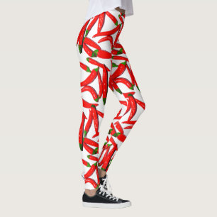 Legging Caneleiras verdes vermelhas quentes do teste
