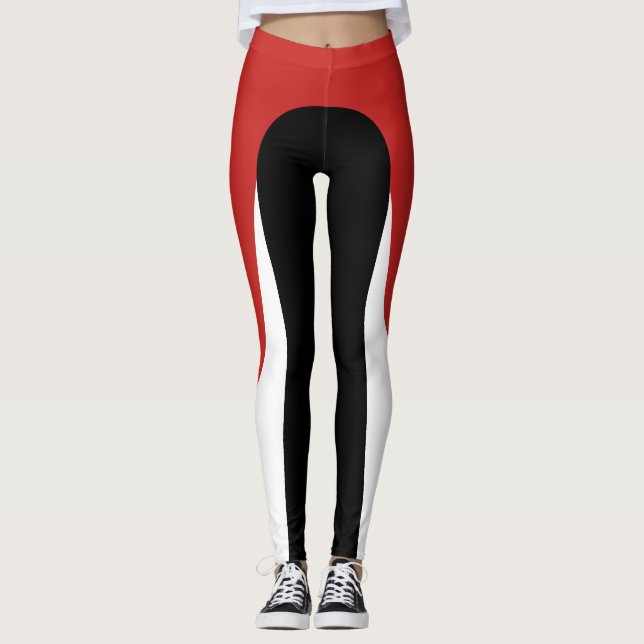 Legging Caneleiras vermelhas/brancas/pretas do teste (Frente)
