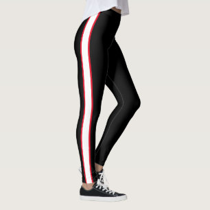 Legging Caneleiras vermelhas/brancas simples da listra