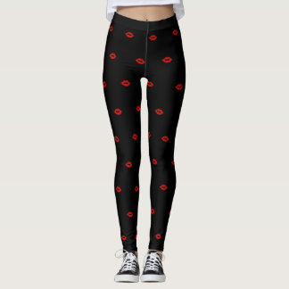Legging Caneleiras vermelhas dos lábios