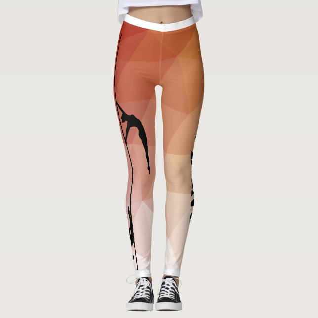 Legging Caneleiras vermelhas e alaranjadas da dança e da (Frente)