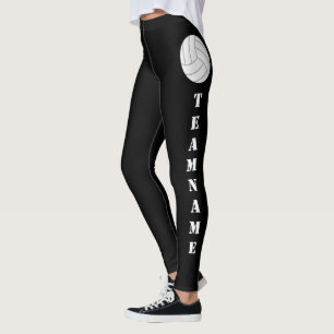 Legging Caneleiras verticais do voleibol do texto do nome