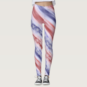 Legging Caneleiras Wearable da arte da bandeira americana