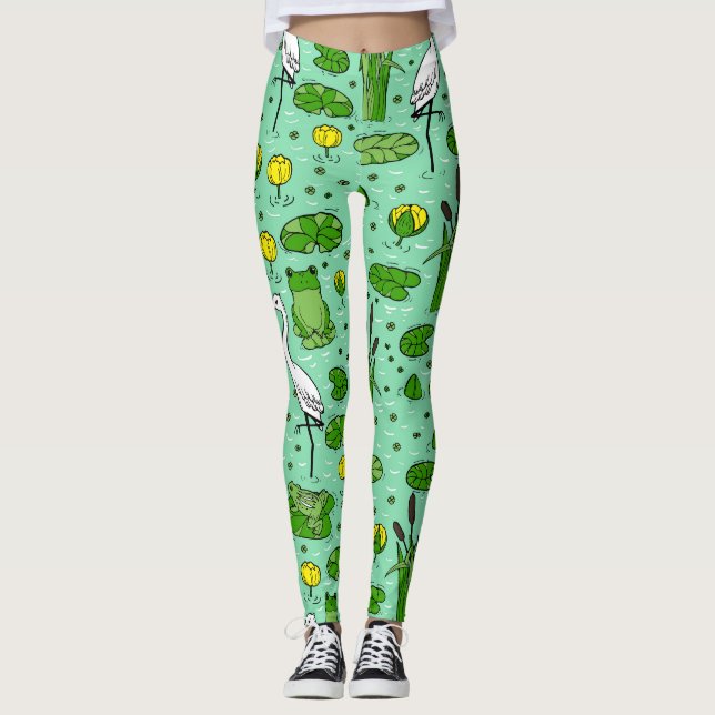 Legging Canes, ervas, lírios: enxame de safra. (Frente)