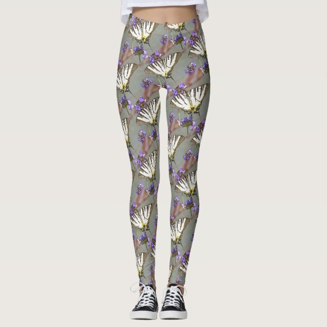 Legging Cânhamo Amarelo Em Flores Lilás Preto O (Frente)