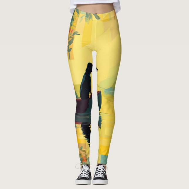 Legging Canoa Labrador Preto Minimalista da Natureza (Frente)