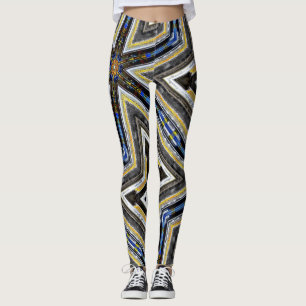 Legging Cantos amarelos de triângulos de quadros antigos e