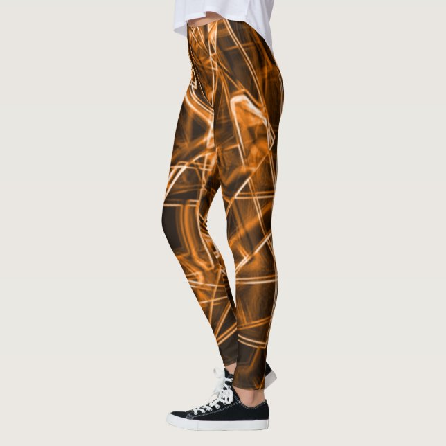 Legging Cantos quadrados e pontos laranja "neon" (Esquerda)