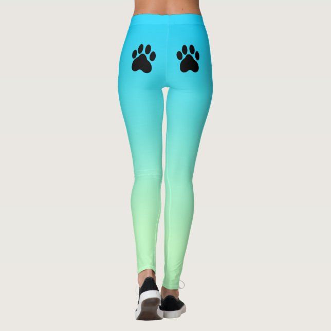 Legging Cão + A ioga de Athleisure do Aqua das patas arfa (Verso)