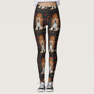 Legging cão de Basset das caneleiras das mulheres