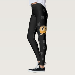 Legging Cão-De-Cartoon De Pomerânia De Molho De Laranja Mo