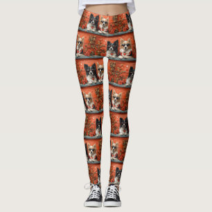 Legging Cão de Pastoreio de Shetland com Rosas do Coração