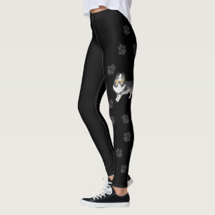 Legging Cão e patas de cartografia de Sheepdog Blue Merle 