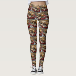 Legging Cão Lhasa Apso Natal Festivo