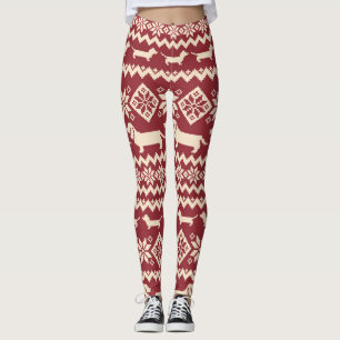 Legging Cão Nórdico: Padrão de Ilustração Quirky.