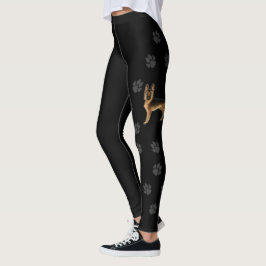 Legging Cão Pastor Alemão Preto e Castanho com Patas Preta
