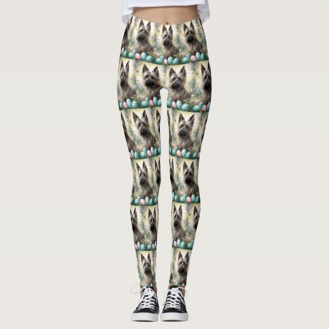 Legging Cão Skye Terrier com Ovos de Páscoa Feriado  (Frente)