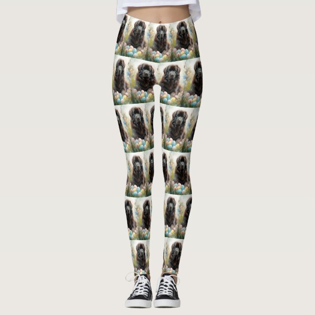 Legging Cão Terra Nova com Feriado de Ovos de Páscoa (Frente)