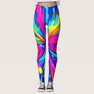 Legging Caos Coloridos: Abstrato de Arte com Pinta Splatte