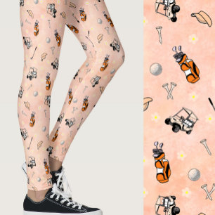 Legging Caprichoso padrão temático de golfe feminino laran