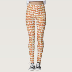 Legging Captivando Fundo Laranja e Quadrados Brancos