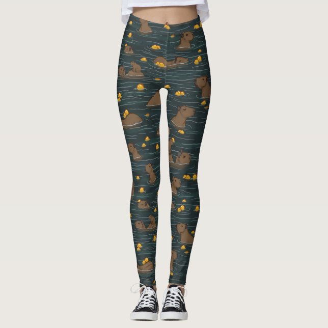 Legging Capybara Hot Tub com Fruta Yuzu (Frente)