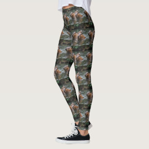 Legging Capybaras Nadando No Rio,