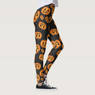 Legging Cara feliz o Dia das Bruxas da abóbora