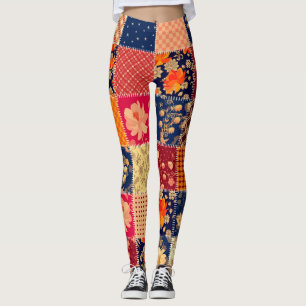 Legging Caractere de patch: Combinação Floral e Geométrica