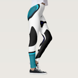 Legging Carga de Profundidade: Abstrato Preto, Branco e Az