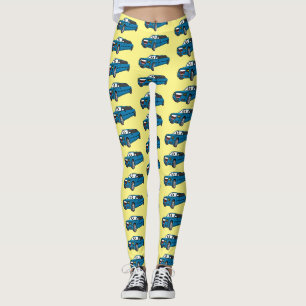 Legging Caricatura azul-limusine e feliz