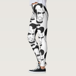 Legging Caricatura preto e branco de Abraham Lincoln