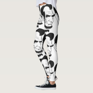 Legging Caricatura preto e branco de Abraham Lincoln