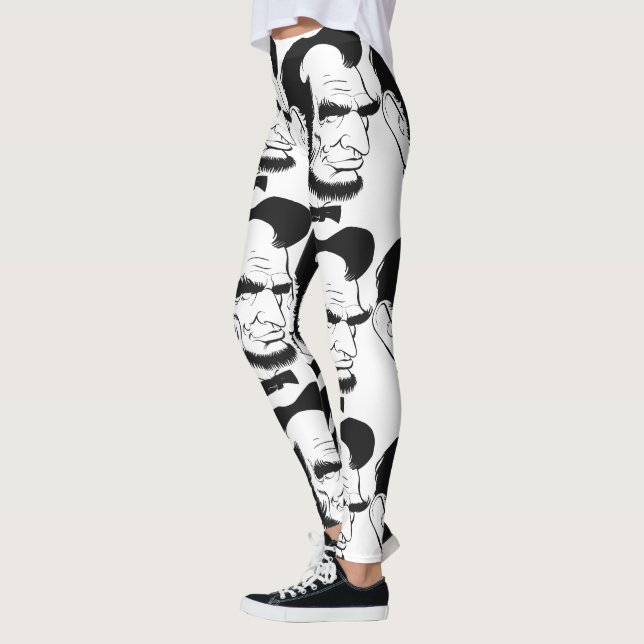 Legging Caricatura preto e branco de Abraham Lincoln (Esquerda)