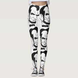 Legging Caricatura preto e branco de Abraham Lincoln