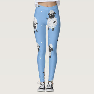 Legging Carneiros brancos e brancos: borregos de vintage.