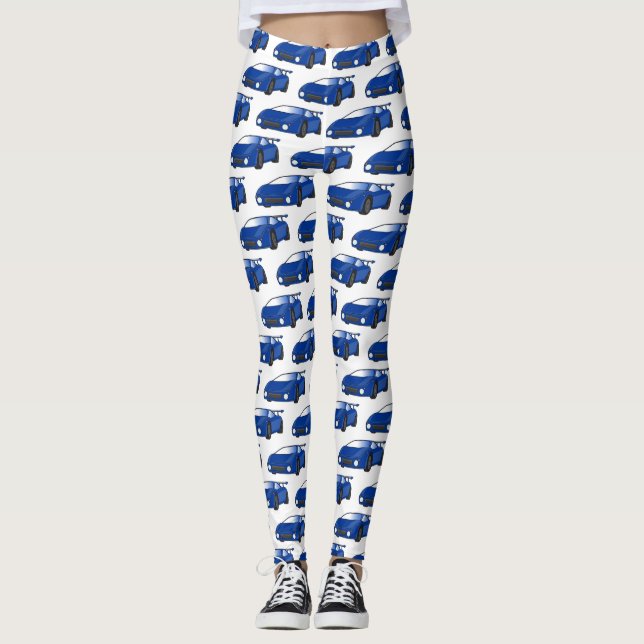 Legging Carro desportivo azul com ilustração de airfoil (Frente)