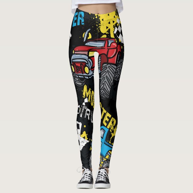 Legging Carro monstro: padrão infantil Abstrato (Frente)