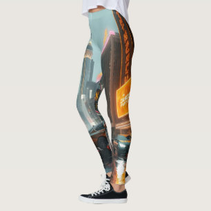 Legging Carros da cidade de arranha-céu Cyberpunk
