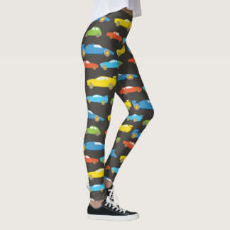 Legging Carros de Corrida Coloridos em Preto