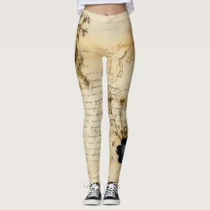 Legging Carta Romântica do Velho Mundo em Pergaminho