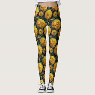 Legging Cartão Amarelo Dahlias Luxo Presente do Dia das Mã