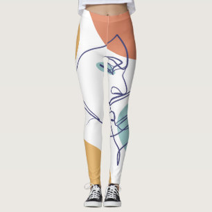 Legging cartaz de desenho de arte linear de mulher bebendo